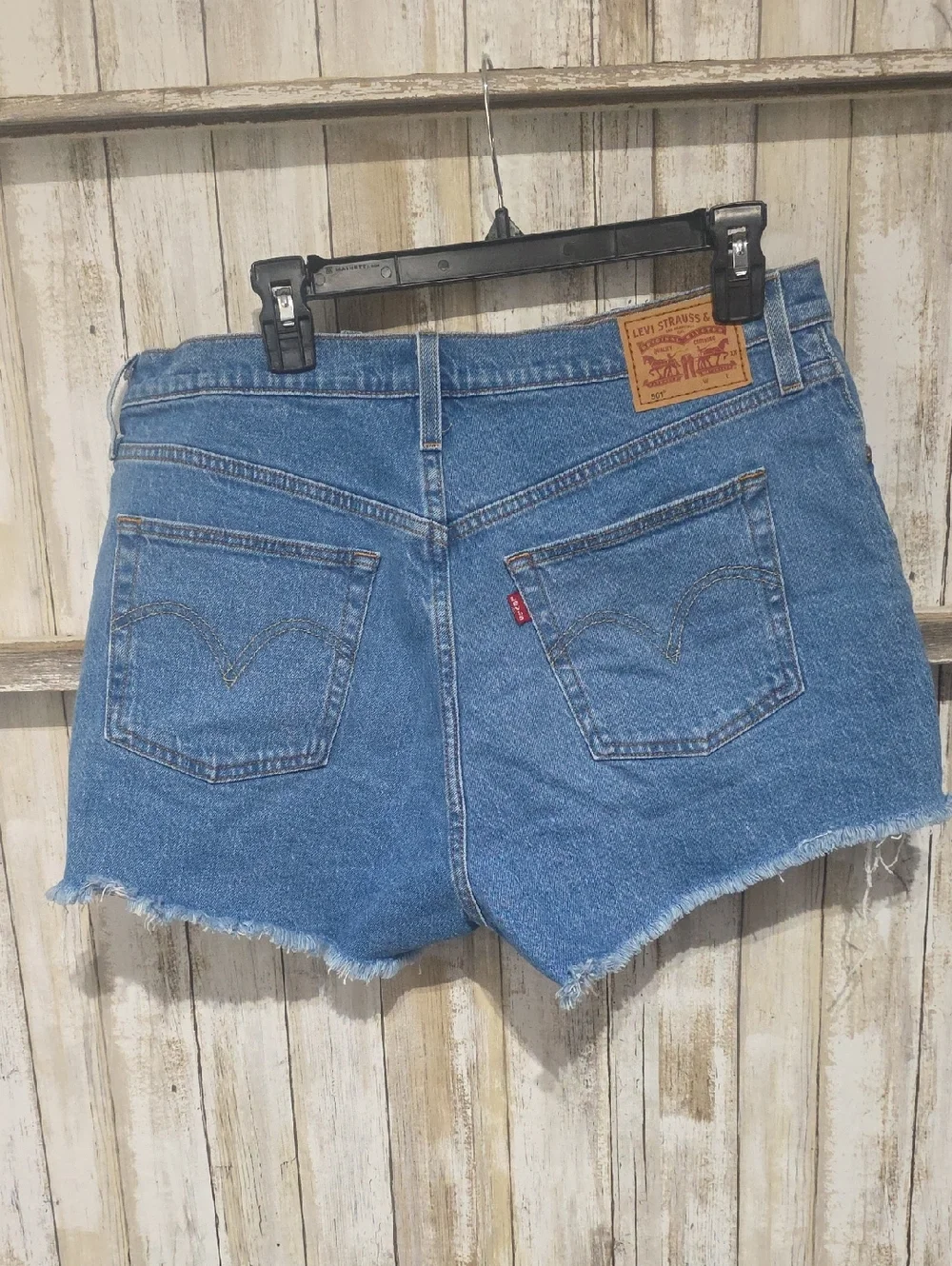 Levi's Denim Shorts 501 Denim Cutoff Shorts Button Fly Raw Hem Highrise - Picture 6 of 11